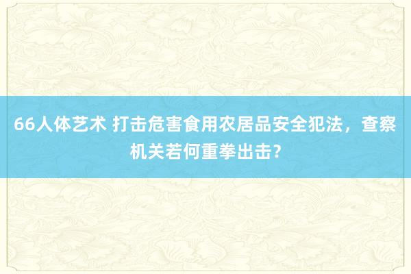 66人体艺术 打击危害食用农居品安全犯法，查察机关若何重拳出击？
