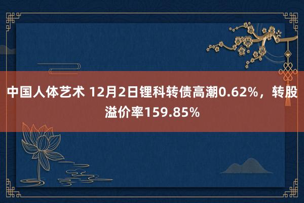 中国人体艺术 12月2日锂科转债高潮0.62%，转股溢价率159.85%