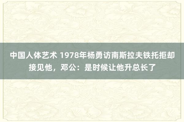 中国人体艺术 1978年杨勇访南斯拉夫铁托拒却接见他，邓公：是时候让他升总长了