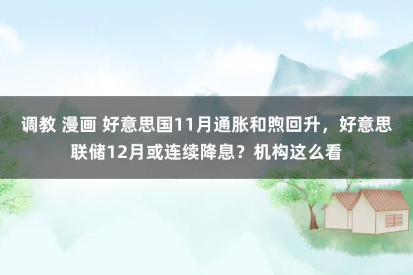 调教 漫画 好意思国11月通胀和煦回升，好意思联储12月或连续降息？机构这么看