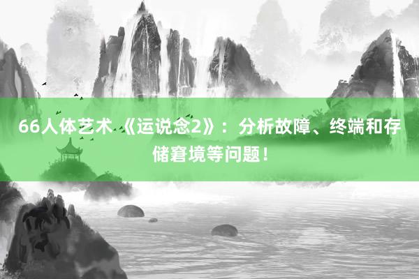 66人体艺术 《运说念2》：分析故障、终端和存储窘境等问题！