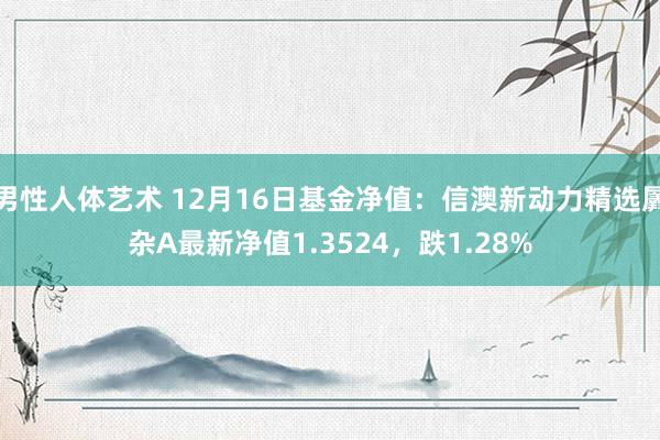 男性人体艺术 12月16日基金净值：信澳新动力精选羼杂A最新净值1.3524，跌1.28%