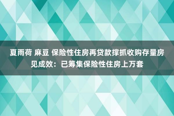 夏雨荷 麻豆 保险性住房再贷款撑抓收购存量房见成效：已筹集保险性住房上万套