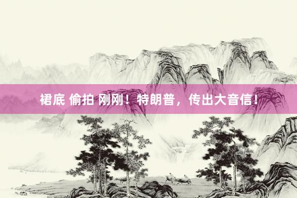裙底 偷拍 刚刚！特朗普，传出大音信！