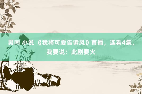 男同 小说 《我将可爱告诉风》首播，连看4集，我要说：此剧要火
