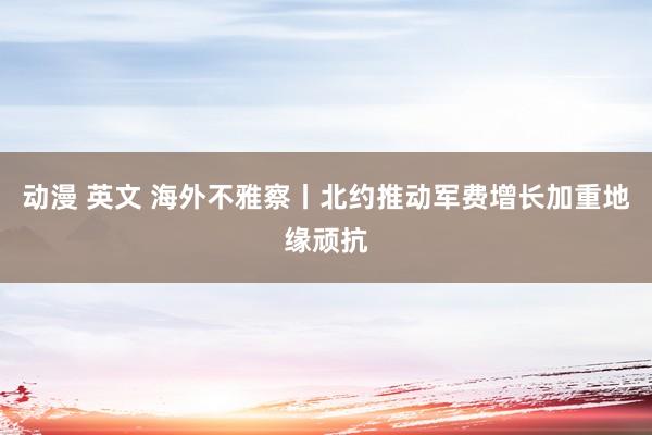 动漫 英文 海外不雅察丨北约推动军费增长加重地缘顽抗