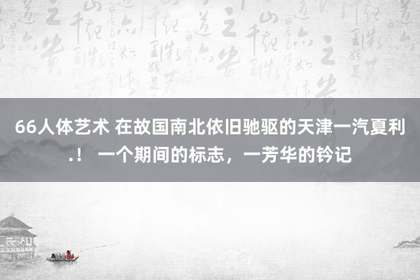66人体艺术 在故国南北依旧驰驱的天津一汽夏利.！ 一个期间的标志，一芳华的钤记