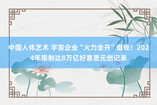 中国人体艺术 宇宙企业“火力全开”借钱！2024年限制达8万亿好意思元创记录