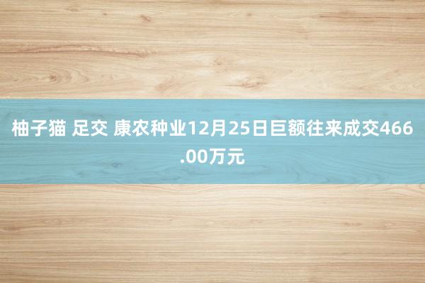 柚子猫 足交 康农种业12月25日巨额往来成交466.00万元
