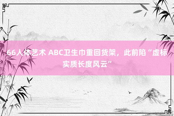 66人体艺术 ABC卫生巾重回货架，此前陷“虚标实质长度风云”