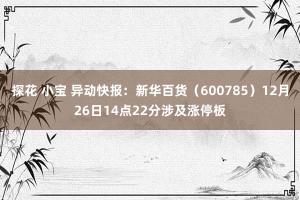 探花 小宝 异动快报：新华百货（600785）12月26日14点22分涉及涨停板