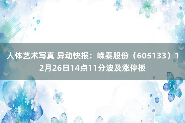 人体艺术写真 异动快报：嵘泰股份（605133）12月26日14点11分波及涨停板