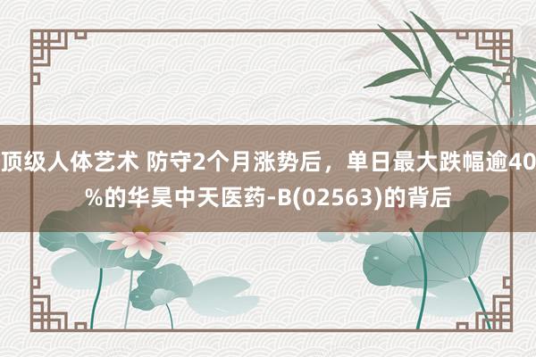 顶级人体艺术 防守2个月涨势后，单日最大跌幅逾40%的华昊中天医药-B(02563)的背后