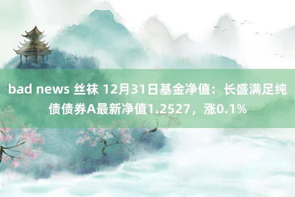 bad news 丝袜 12月31日基金净值：长盛满足纯债债券A最新净值1.2527，涨0.1%