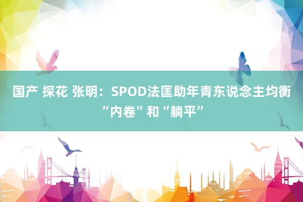 国产 探花 张明：SPOD法匡助年青东说念主均衡“内卷”和“躺平”