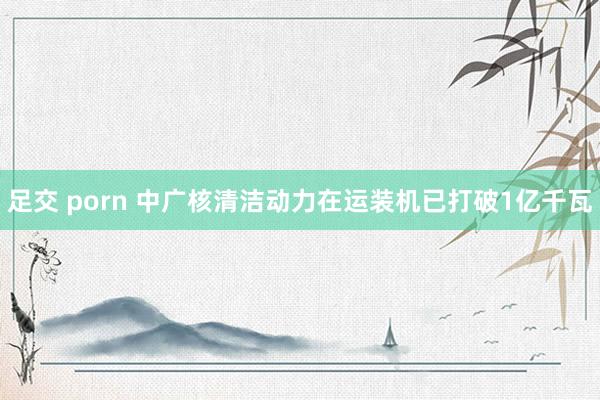 足交 porn 中广核清洁动力在运装机已打破1亿千瓦