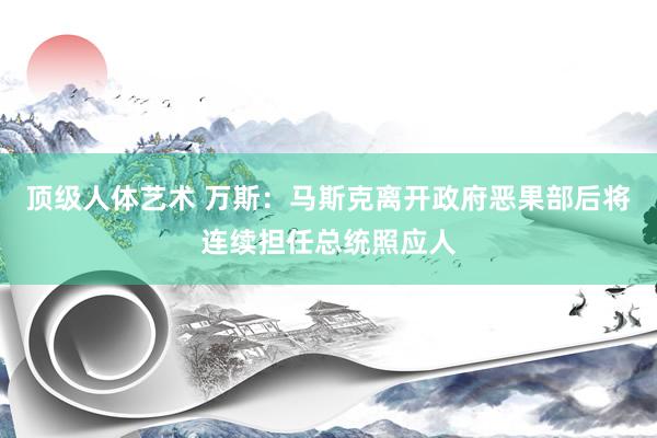 顶级人体艺术 万斯：马斯克离开政府恶果部后将连续担任总统照应人