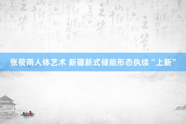 张筱雨人体艺术 新疆新式储能形态执续“上新”