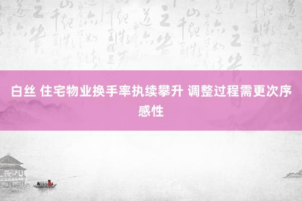 白丝 住宅物业换手率执续攀升 调整过程需更次序感性